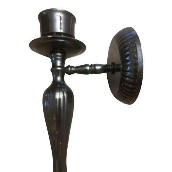 Vintage Brass Painted Black Wall-Mounted Candle Holders Set - Picture 2 of 5